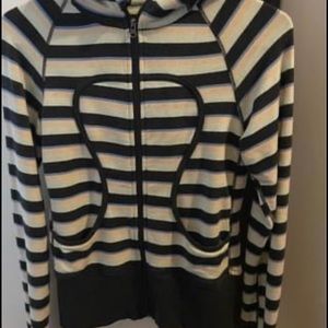 Blue and White Lululemon Athletica sweater.